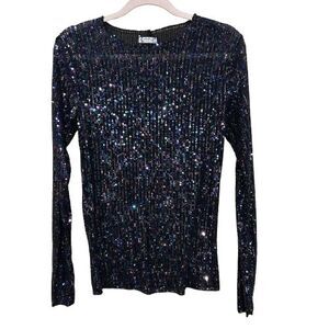 Intimately Free People Gold Rush Sequin Top Medium Black Sparkly Artsy Party